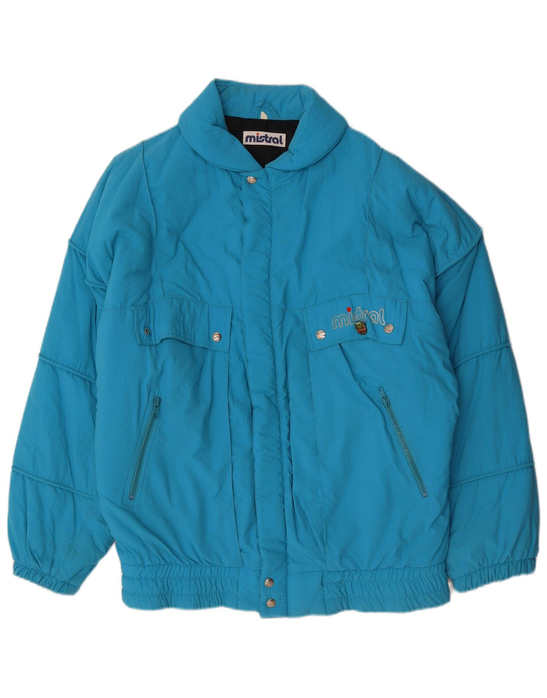 MISTRAL Herren Graphic Loose Fit Wattierte Jacke UK 40 Large Blau Polyamid