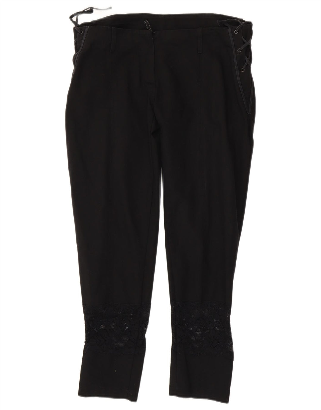 Vintage Damen Slim Cropped-Hose W34 L25 Schwarz