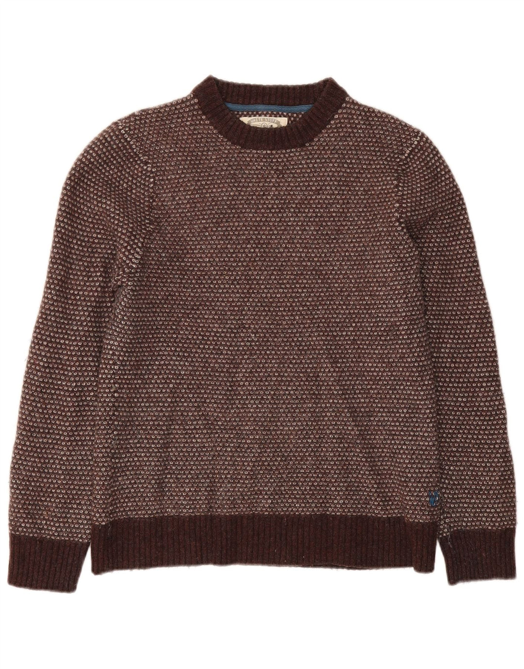 White Stuff Damen-Pullover mit Rundhalsausschnitt, UK 14, große braune Lammwolle