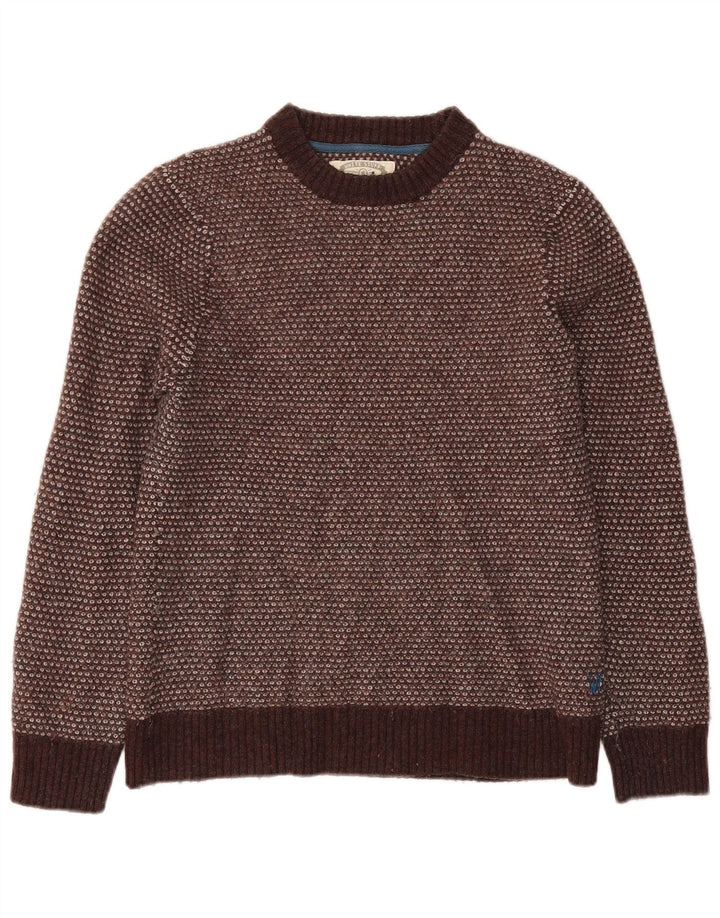 White Stuff Damen-Pullover mit Rundhalsausschnitt, UK 14, große braune Lammwolle