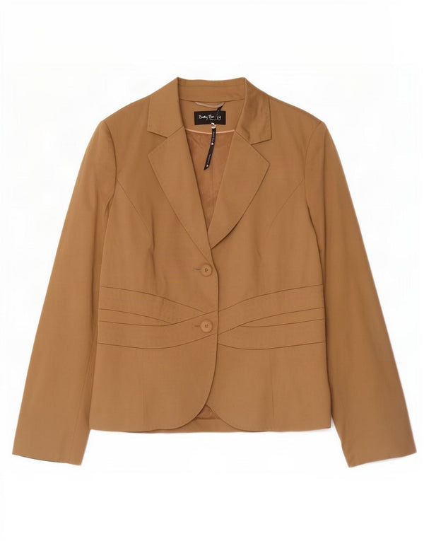 Betty Barclay Damen 2-Knopf-Blazerjacke UK 16 Large Beige Baumwolle