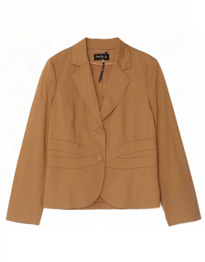 Betty Barclay Damen 2-Knopf-Blazerjacke UK 16 Large Beige Baumwolle