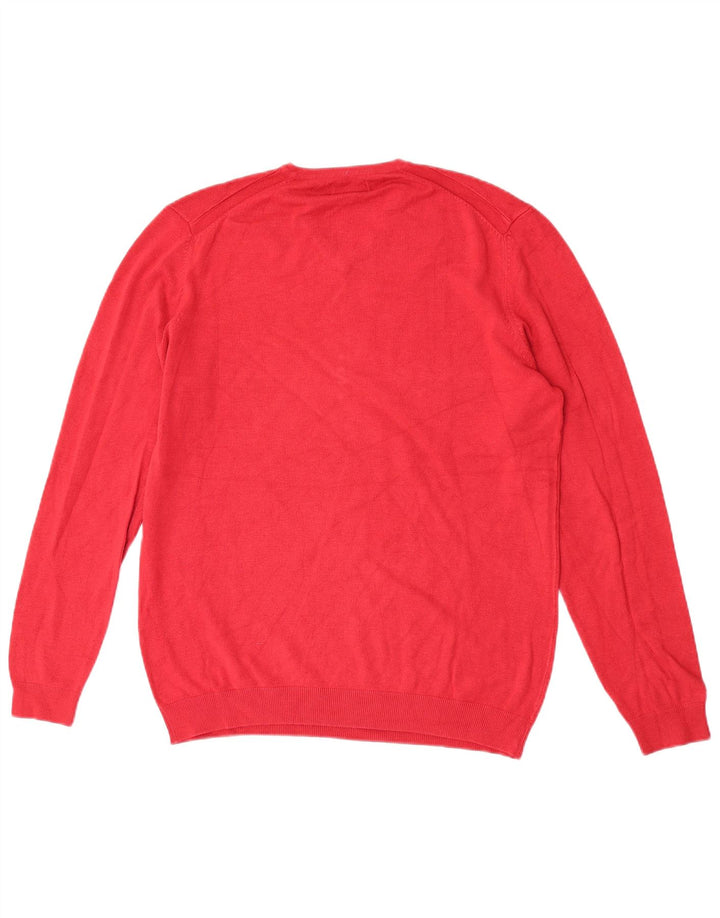 Zara Herren-Pullover mit V-Ausschnitt, groß, rote Viskose