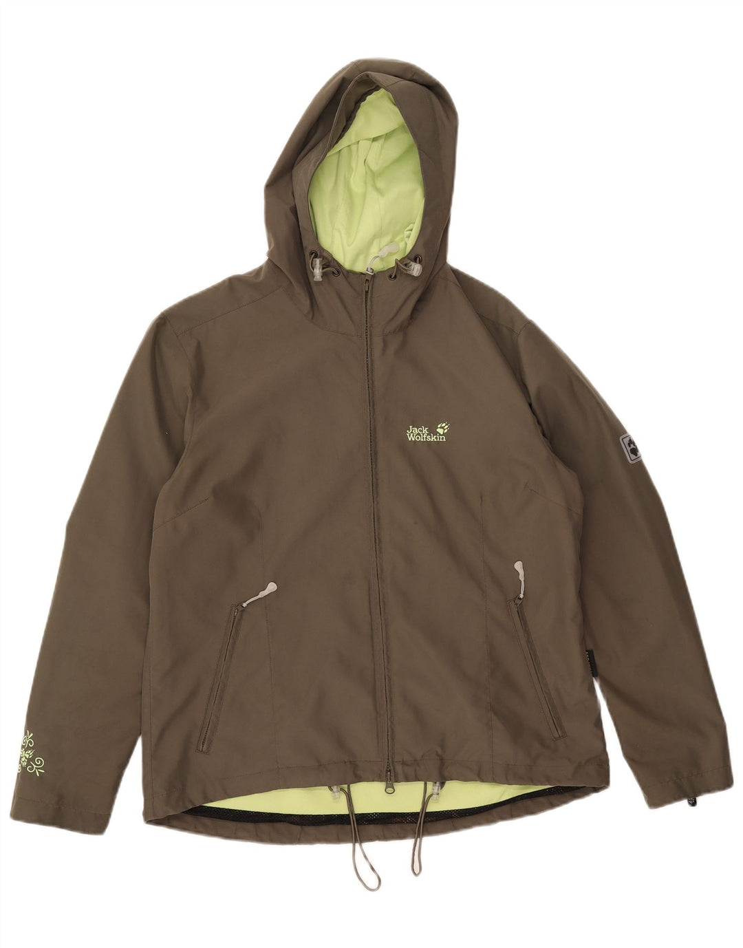 Jack Wolfskin Damen Regenjacke mit Kapuze UK 14/16 Large Khaki Polyester