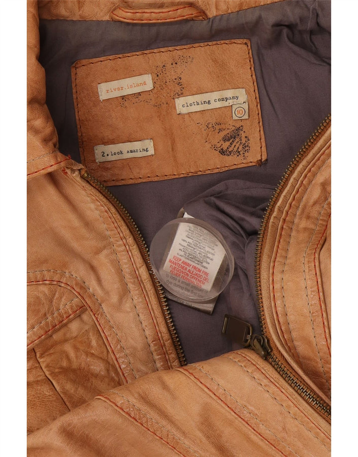 River Island Damen Bomberjacke UK 10 Small Beige Farbblock