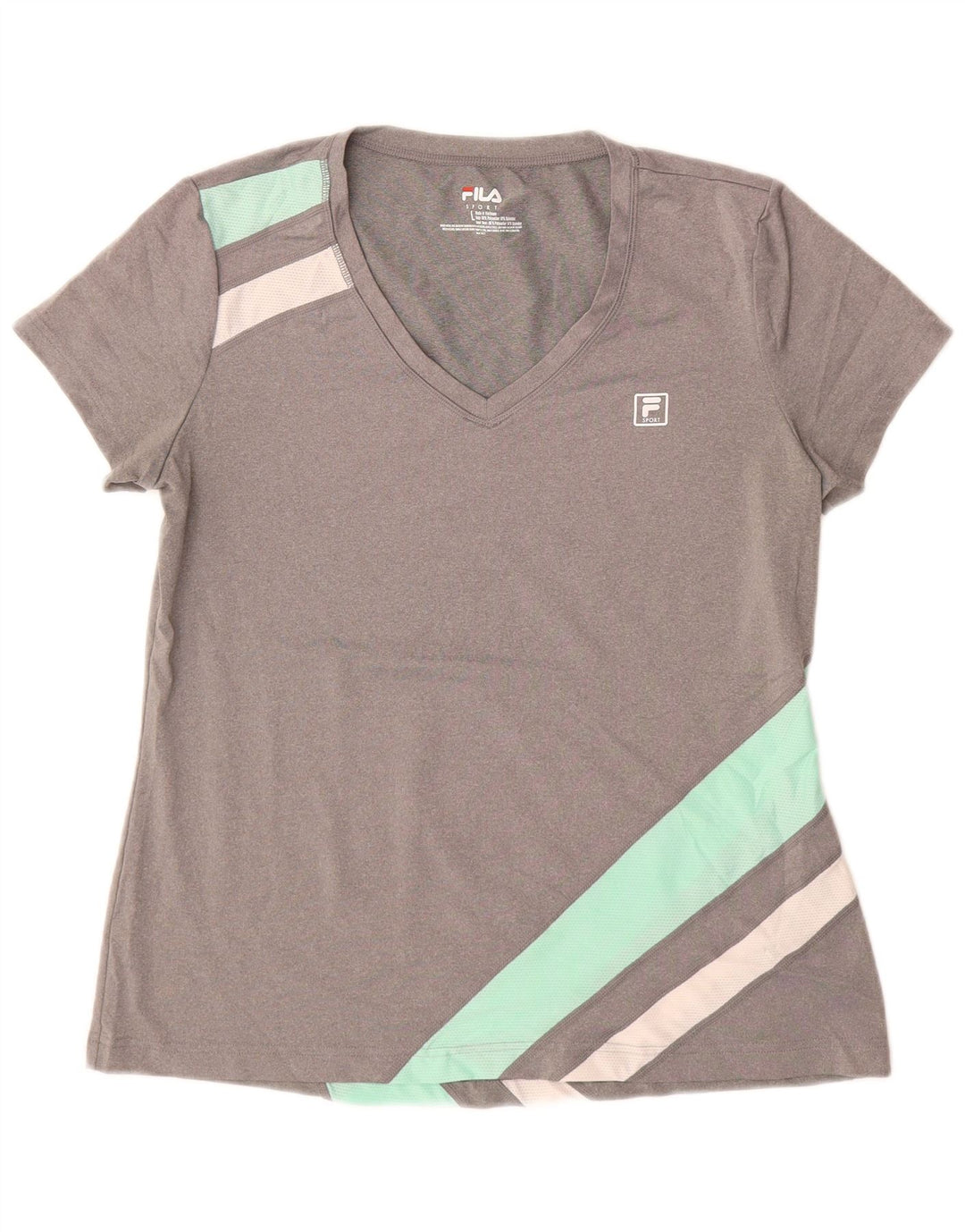 FILA Damen T-Shirt Top UK 14 Large Grau Colourblock