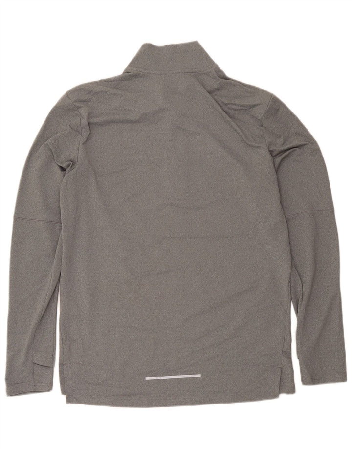 Nike Herren Dri Fit Zip Neck Top Langarm Mittelgraues Polyester