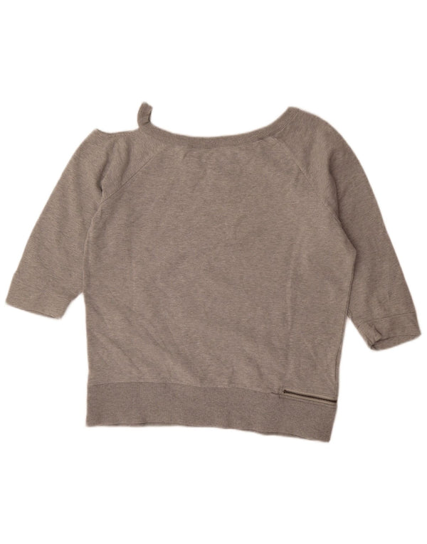 Diesel Damen 3/4-Ärmel One-Shoulder-Top UK 14 Mittelgrau