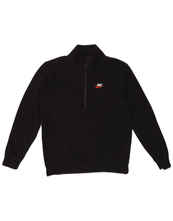 Nike Herren-Sweatshirt mit Reißverschluss am Hals, mittlere schwarze Baumwolle