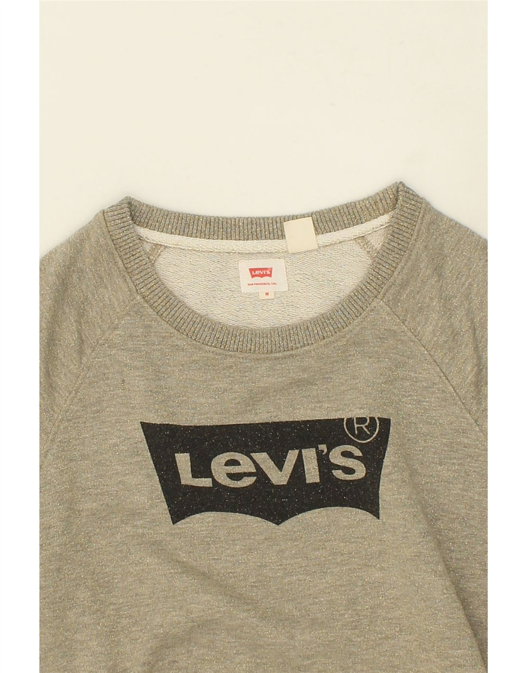 LEVI'S Womens Graphic Sweatshirt Jumper UK 14 Medium Grey Cotton Vintage Levi's and Second-Hand Levi's from Messina Hembry 