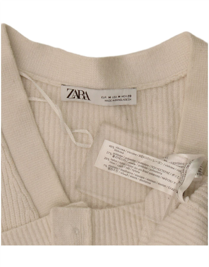 Zara Damen Crop Cardigan Pullover UK 14 Mittelweiße Viskose
