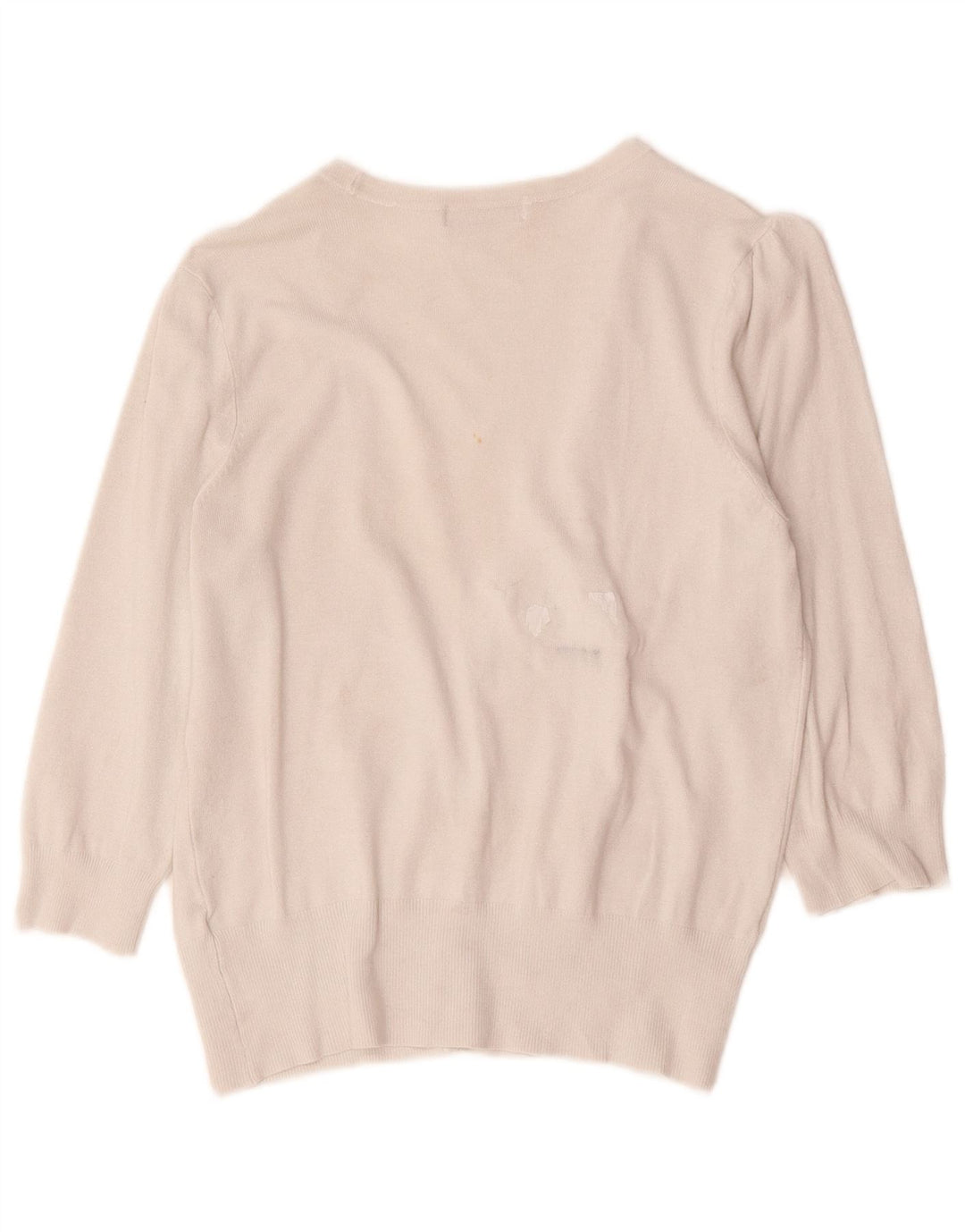 Marks & Spencer Damen-Strickjacke mit 3/4-Ärmeln, Gr. 14, Mittel, gebrochenes Weiß