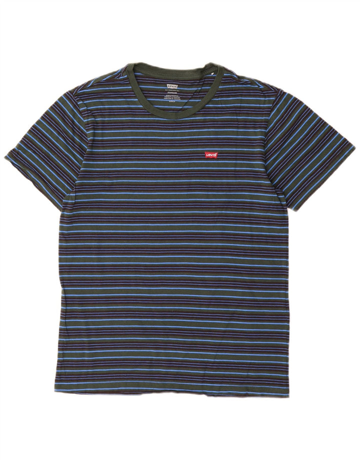 Levi's Herren Standard T-Shirt Top Small Marineblau gestreift aus Baumwolle