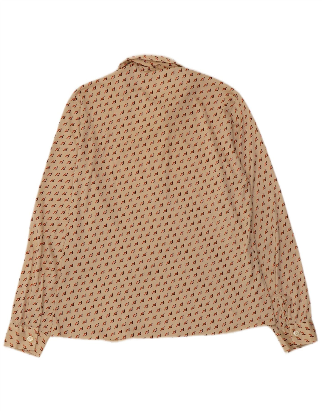 VINTAGE Damen Pullover Shirt UK 16 Large Beige Geometrisch