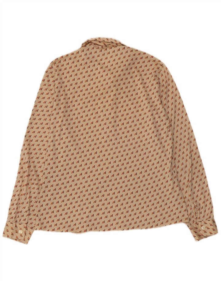 VINTAGE Damen Pullover Shirt UK 16 Large Beige Geometrisch