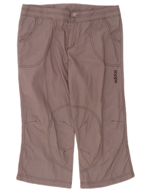 Adidas Damen gerade Caprihose UK 12 Medium W32 L22 Grau Baumwolle