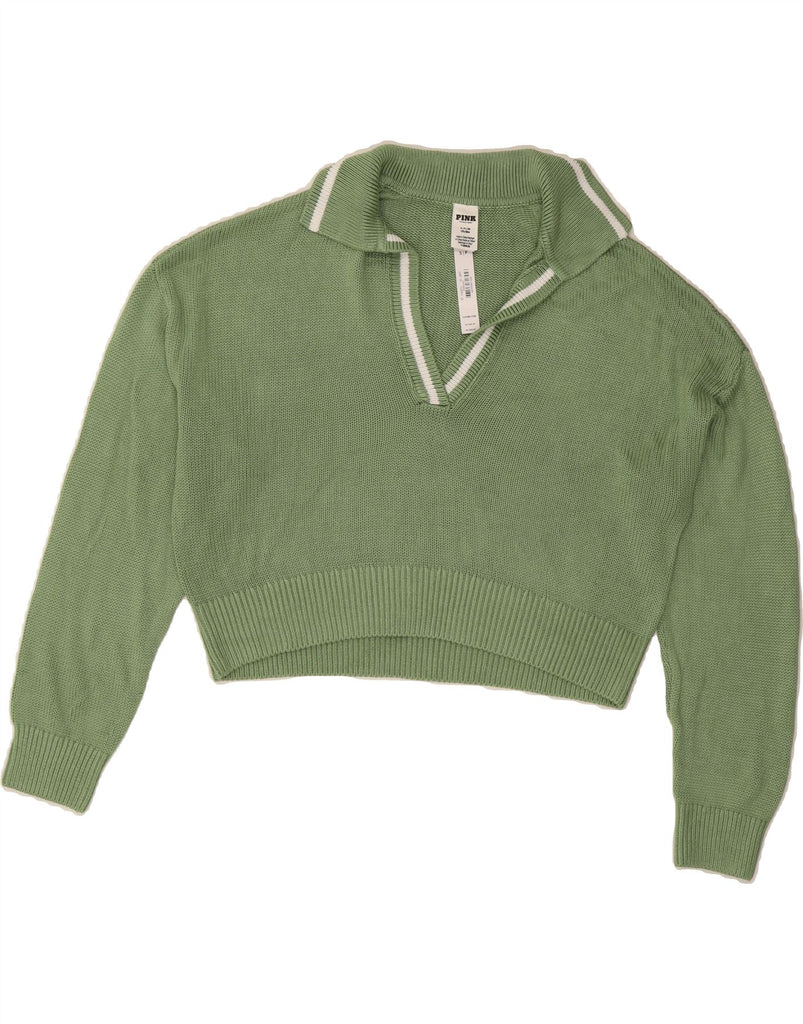 VICTORIAS SECRET Womens Polo Neck Jumper Sweater UK 10 Small Green Vintage Victorias Secret and Second-Hand Victorias Secret from Messina Hembry 
