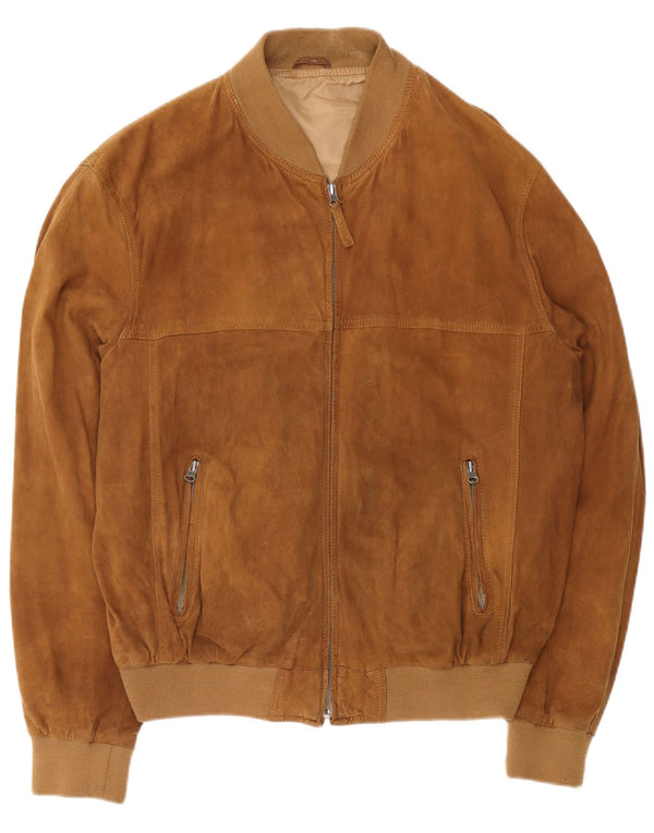 Vintage Herren Wildleder Bomberjacke UK 42 XL Braunes Leder