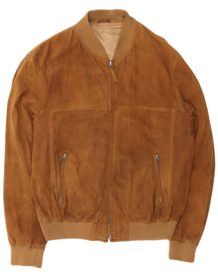 Vintage Herren Wildleder Bomberjacke UK 42 XL Braunes Leder