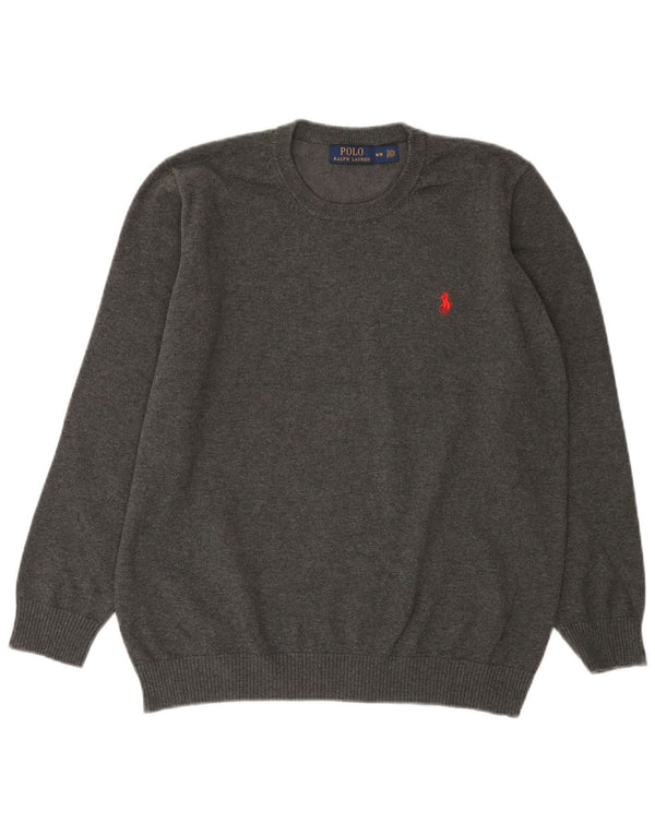 Polo Ralph Lauren Damen-Pullover mit Rundhalsausschnitt, UK 14, mittelgraue Baumwolle