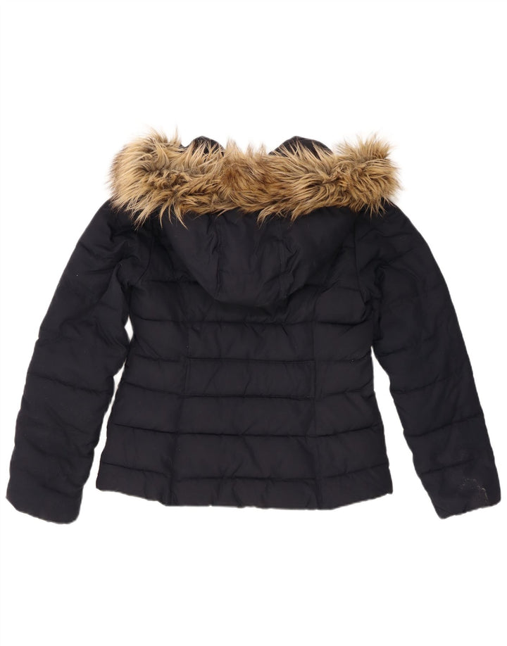 Hollister Wattierte Damenjacke mit Kapuze, UK 12, Mittelmarineblau, Polyester