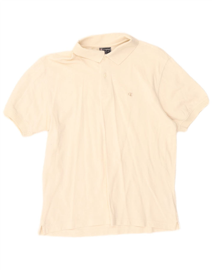 Champion Herren-Poloshirt, Größe S, cremefarbene Baumwolle