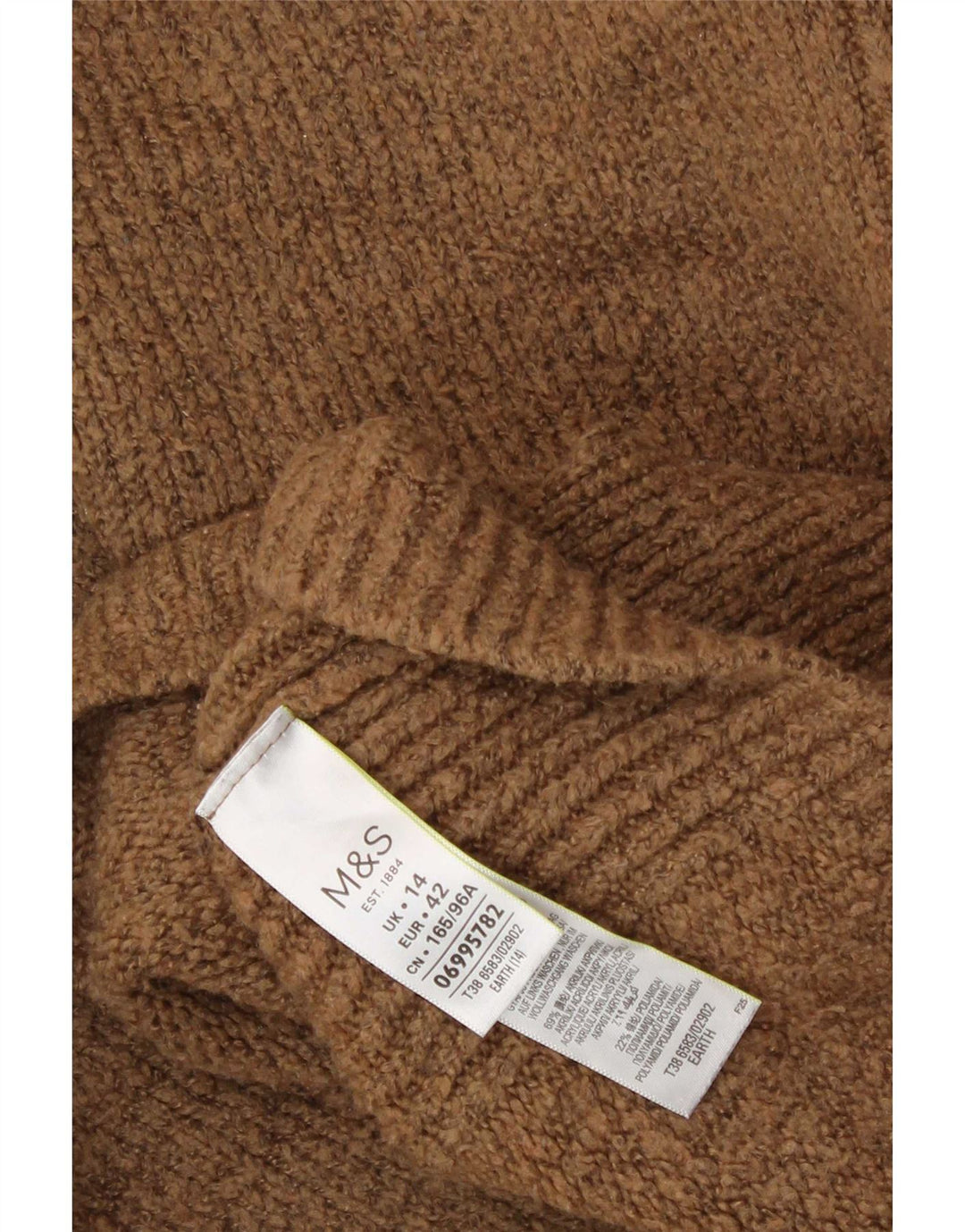 Marks & Spencer Rollkragenpullover für Damen, Gr. 40, Größe L, Braun, Acryl