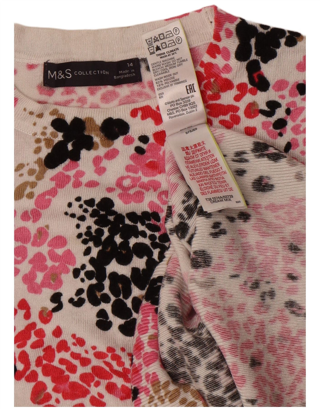 Marks & Spencer Damen-Pullover mit Rundhalsausschnitt, Gr. 14, Größe L, mehrfarbig