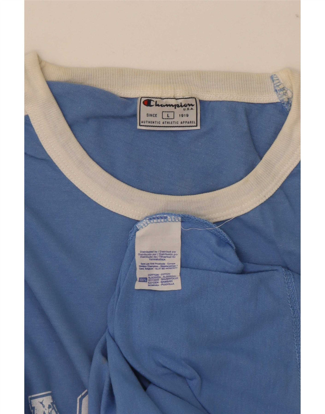 Champion Herren Grafik-Oberteil, langärmelig, groß, Blau, Colourblock-Baumwolle