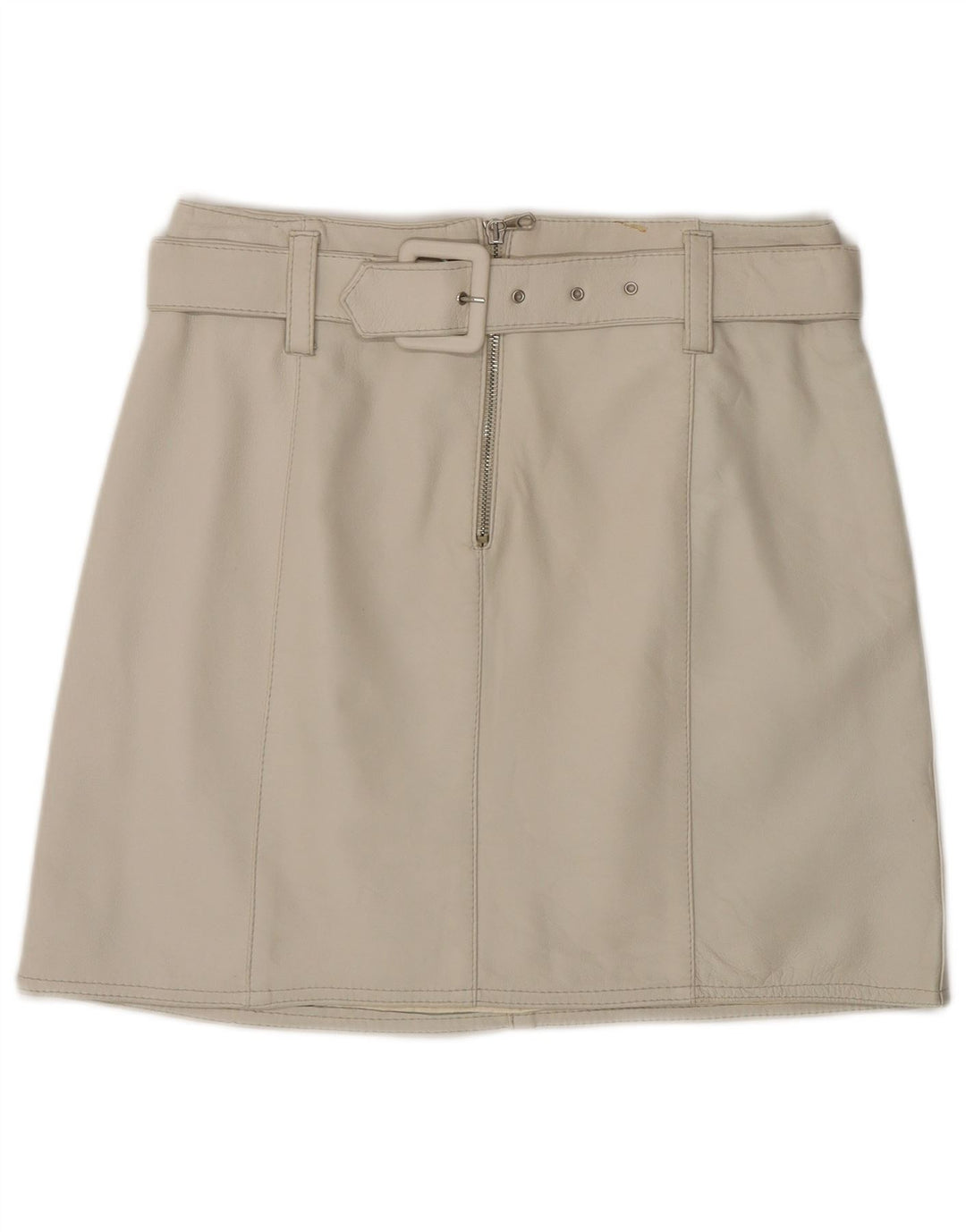 VINTAGE Damen Lederrock IT 44 Medium W28 Graues Leder