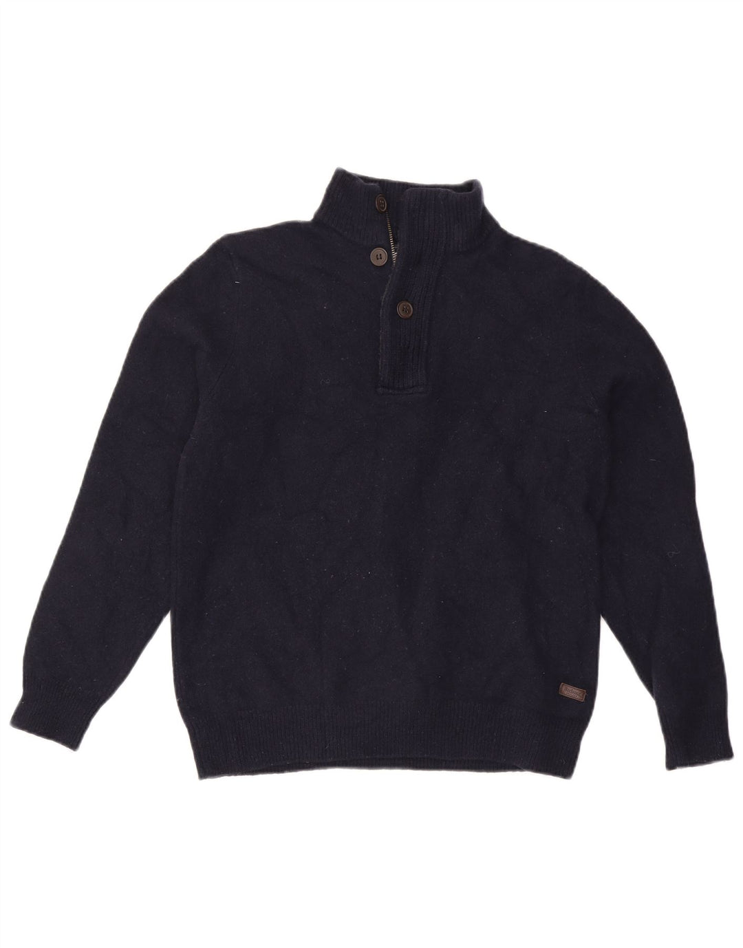 Barbour Herren-Pullover mit Reißverschluss am Hals, große marineblaue Wolle