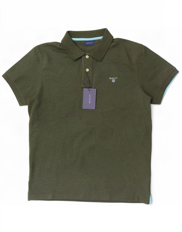 Gant Herren-Poloshirt, groß, grüne Baumwolle