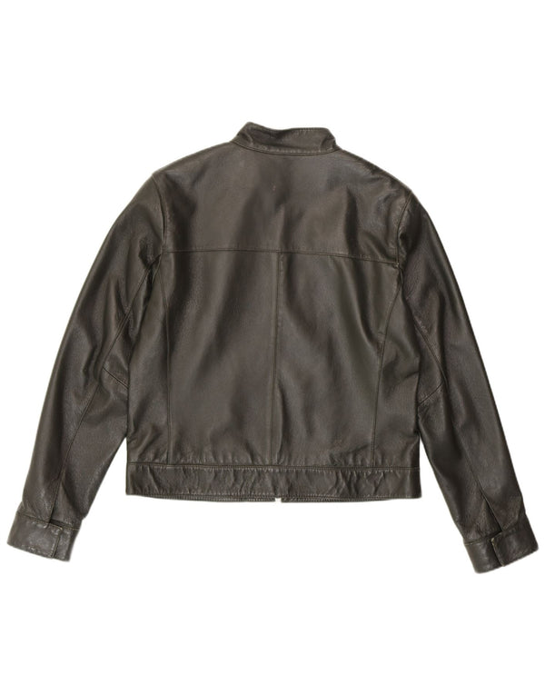 HELLINE Damen Lederjacke UK 14 Mittelgrünes Leder