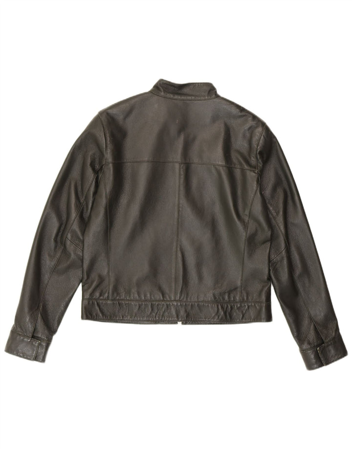 HELLINE Damen Lederjacke UK 14 Mittelgrünes Leder