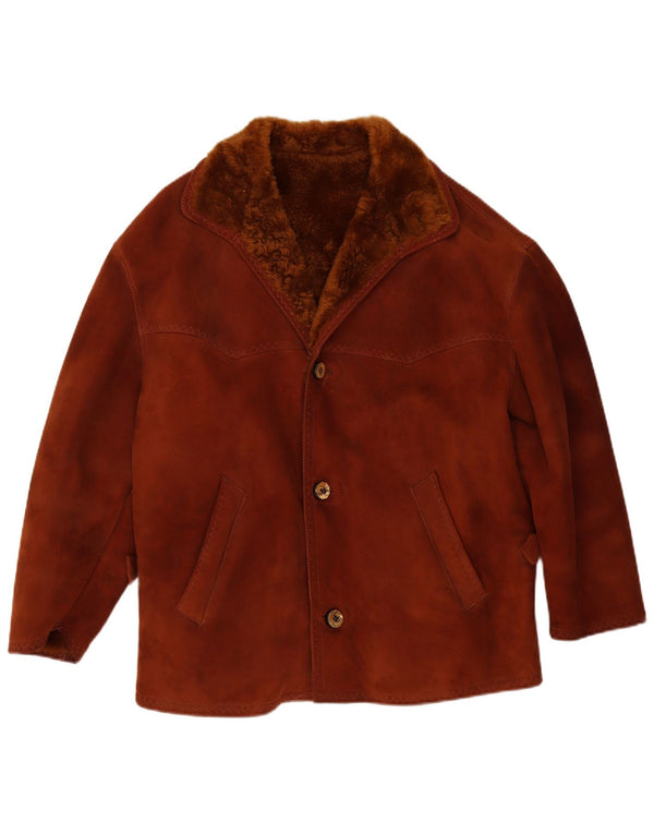 Vintage Herren Shearling Jacke UK 38 Mittelbraun