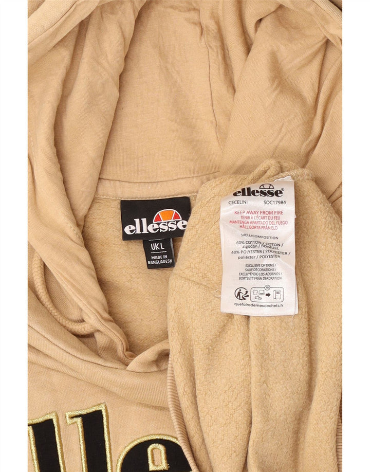 Ellesse Herren-Kapuzenpullover mit Grafik, groß, beige Baumwolle