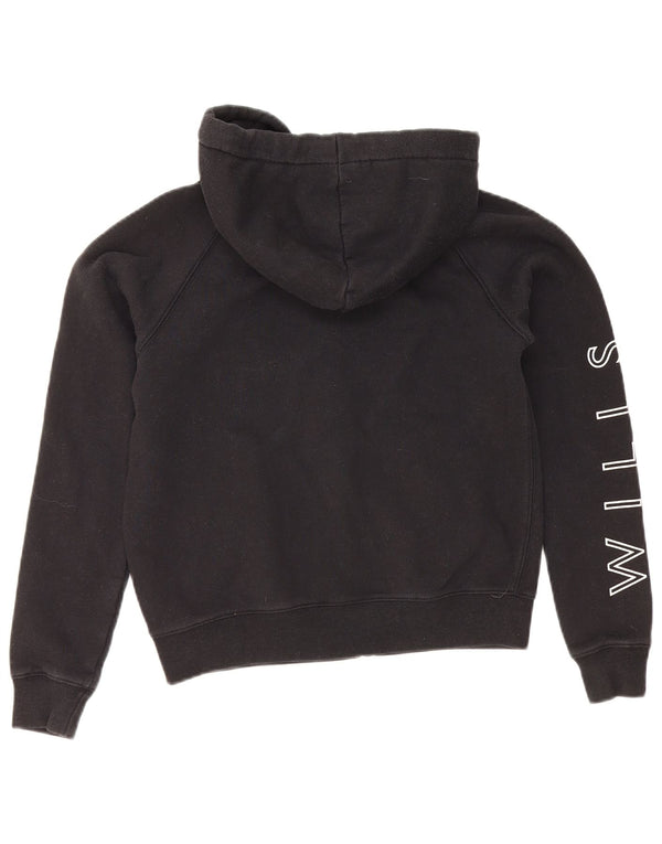 Jack Wills Damen-Kapuzenpullover mit grafischem Reißverschluss, Gr. 8, Größe S, Schwarz, Baumwolle
