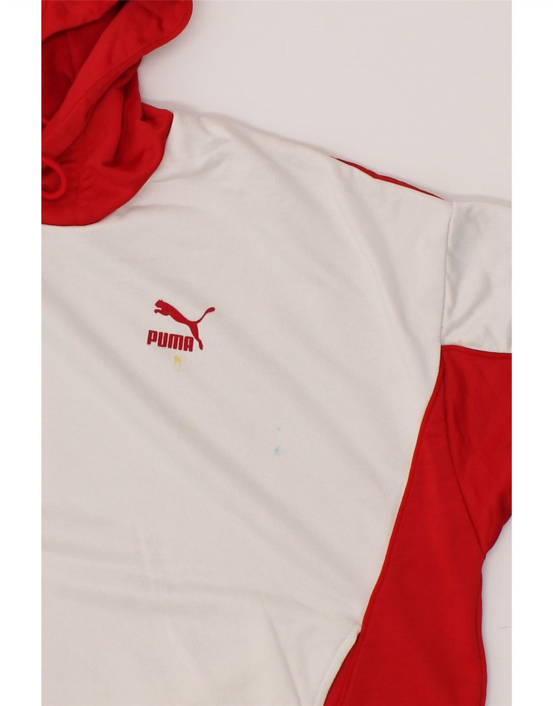 PUMA Womens Oversized Hoodie Jumper UK 12 Medium Red Colourblock Polyester Vintage Puma and Second-Hand Puma from Messina Hembry 