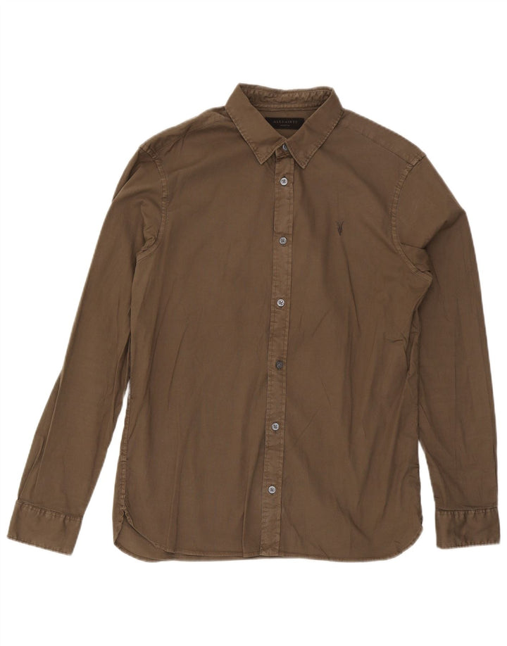 All Saints Herrenhemd aus mittlerer Khaki-Baumwolle