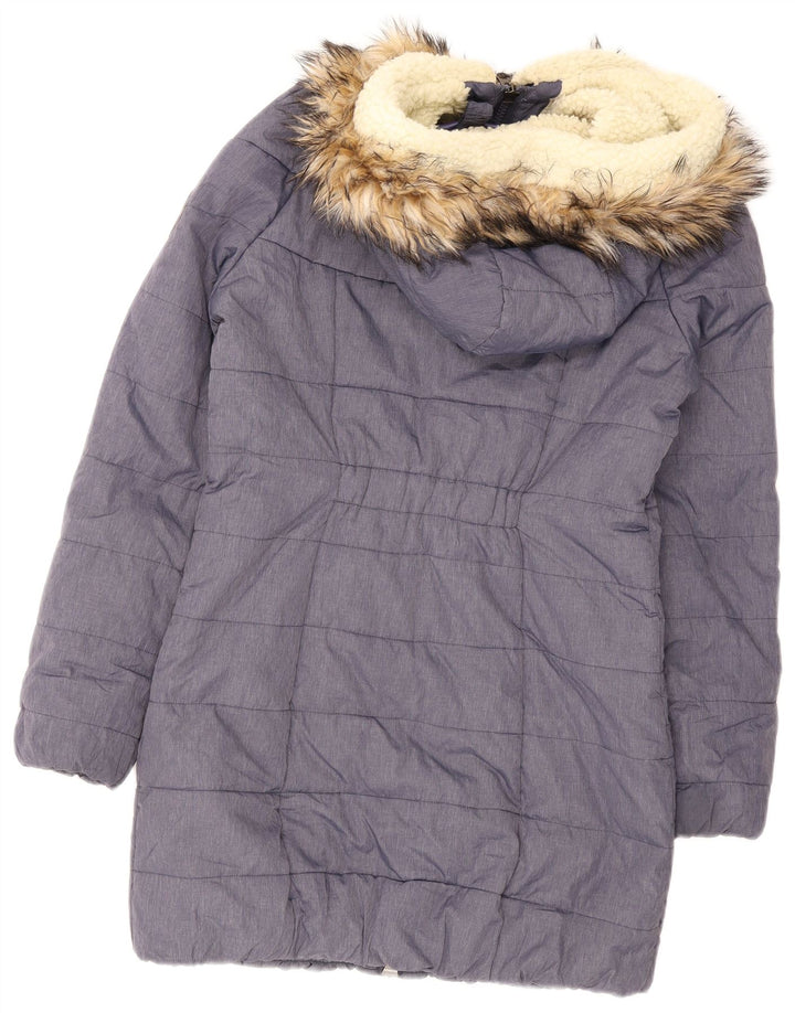 Superdry Wattierte Damenjacke mit Kapuze, UK 14, mittelblaues Nylon