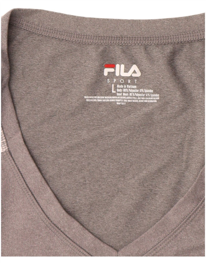 FILA Damen T-Shirt Top UK 14 Large Grau Colourblock