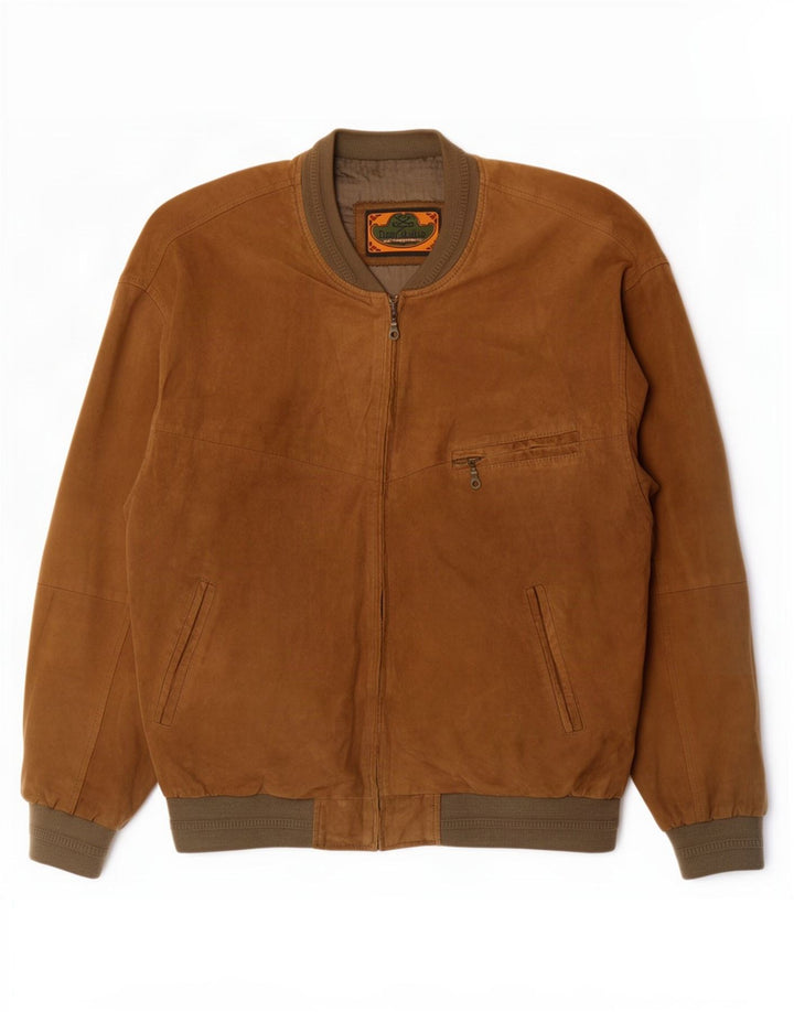 Don Camillo Herren-Bomberjacke aus Wildleder, IT 50, großes braunes Leder