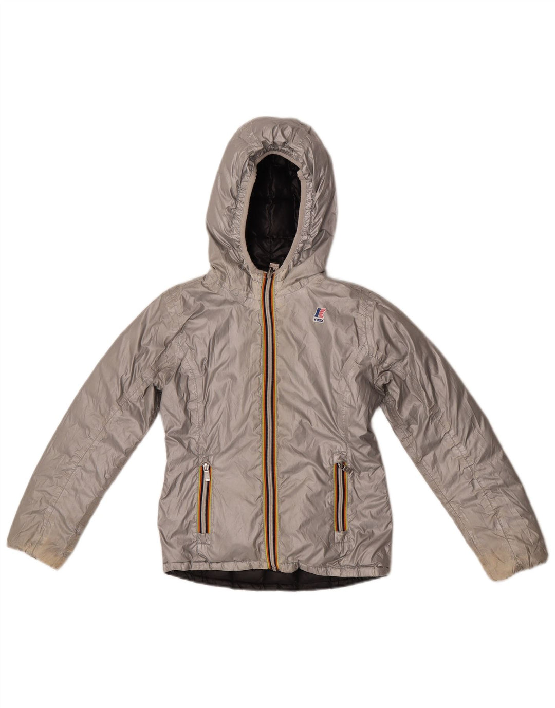 K-Way Mädchen Reversible Wattierte Jacke 9–10 Jahre Silber Polyester