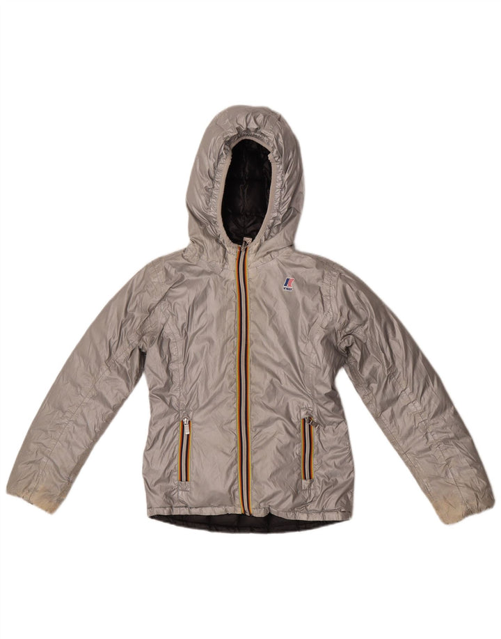 K-Way Mädchen Reversible Wattierte Jacke 9–10 Jahre Silber Polyester