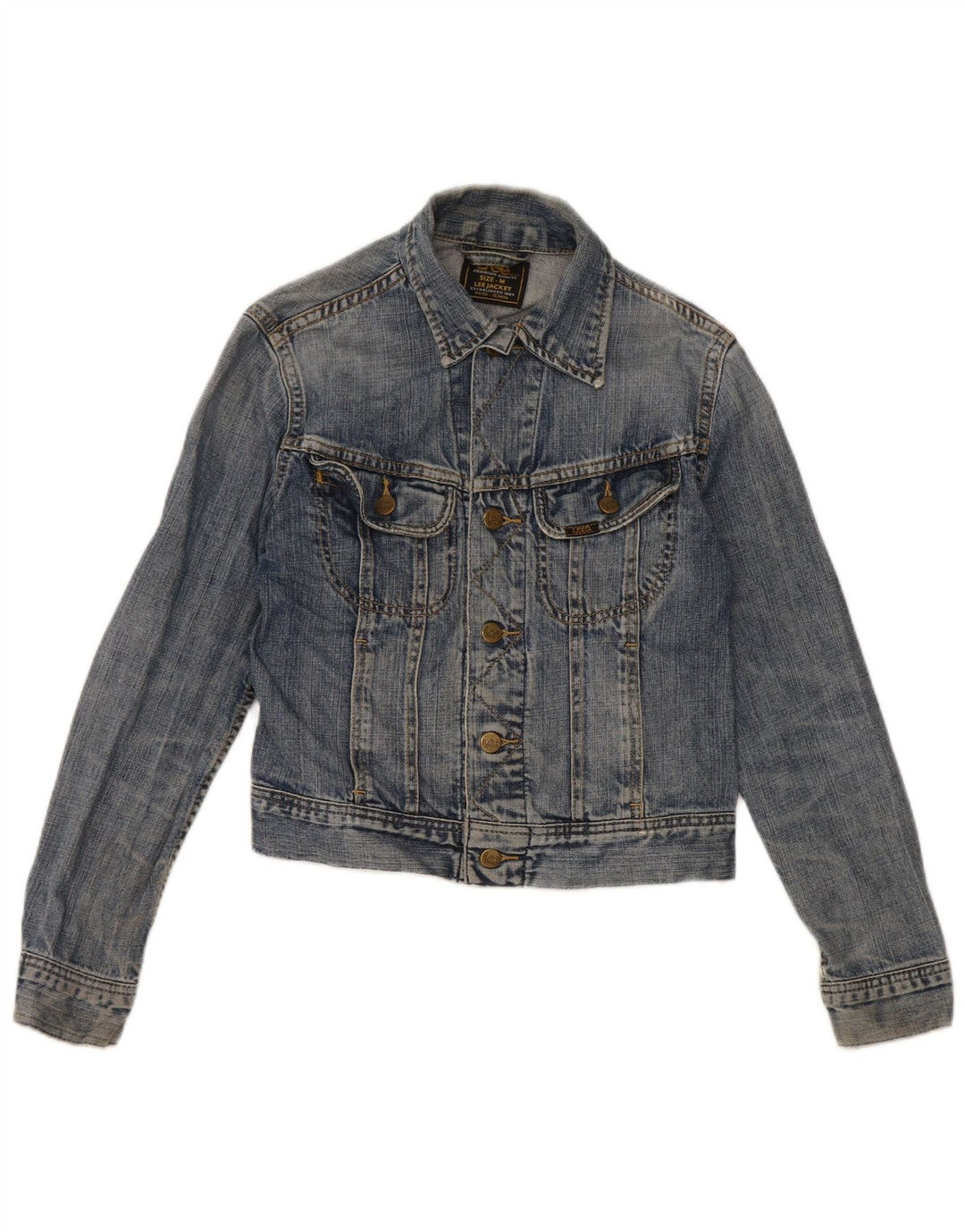 Lee Womens Crop Denim Jacke UK 12 Mittelblaue Baumwolle