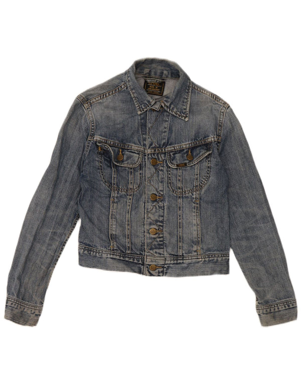 Lee Womens Crop Denim Jacke UK 12 Mittelblaue Baumwolle