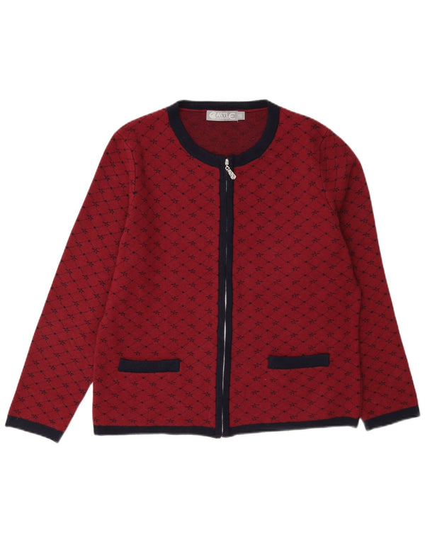 Castle of Ireland Damen-Cardigan-Pullover UK 14 Medium Red Check Viscose