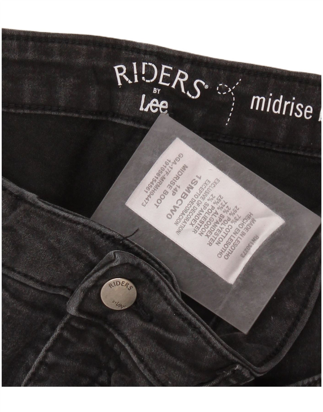 LEE Damen Riders Mid Rise Bootcut Cropped Jeans US 14 XL W32 L24 Schwarz