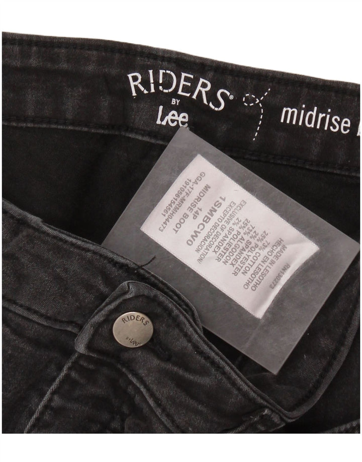 LEE Damen Riders Mid Rise Bootcut Cropped Jeans US 14 XL W32 L24 Schwarz