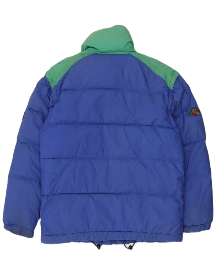 Vintage Herren-Übergröße, gepolsterte Jacke, UK 36, kleines blaues Colourblock-Nylon